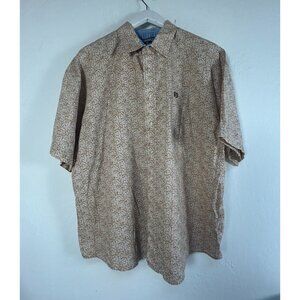 Panhandle Slim Mens XL Paisley Short Sleeve Button-Up Shirt 100% Cotton Brown